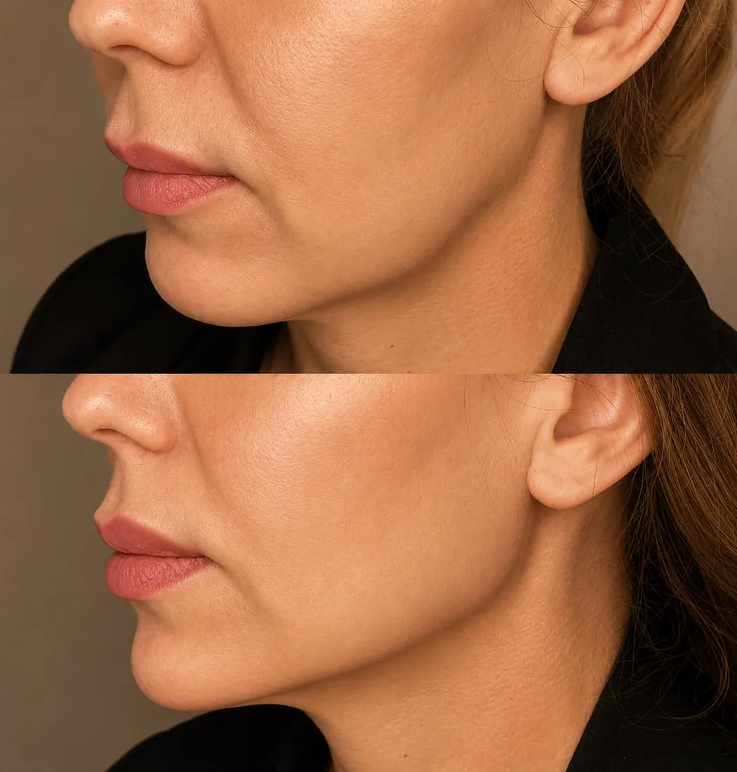 Before and after facial contouring at Roniya Aesthetic Clinic