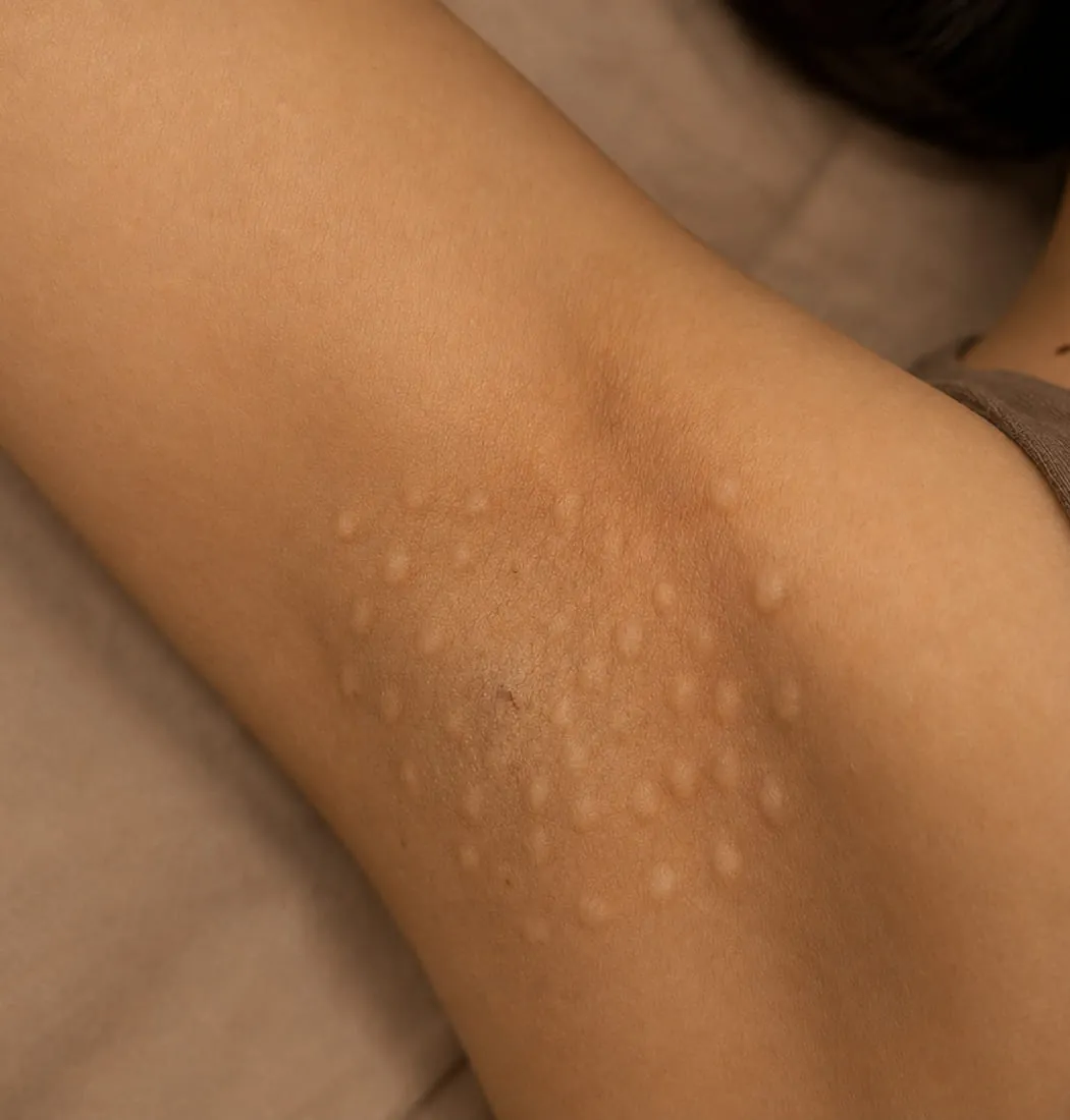 A sweat test mapped out on the underarm before treatment at Roniya Aesthetic Clinic